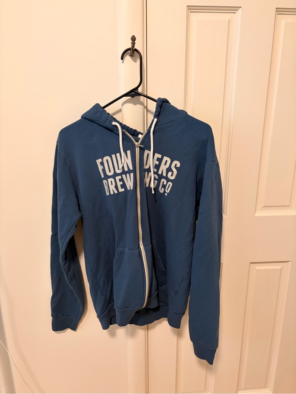 Founders brewing Blue Zip-Up Hoodie with White Logo